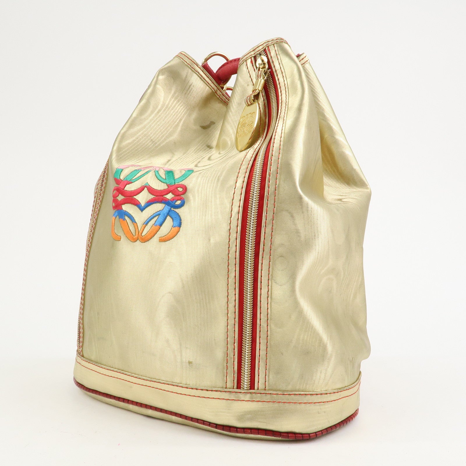 LOEWE Anagram PVC Leather Backpack Shoulder Bag Gold