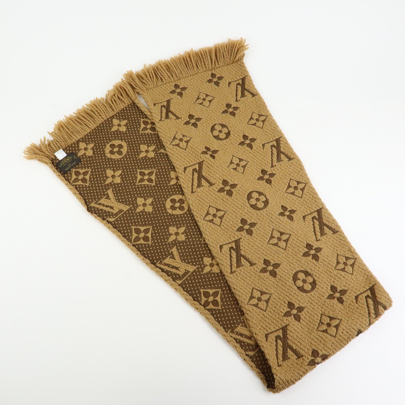 Louis Vuitton Monogram Echarpe Logomania Wool Scarf Camel 413287