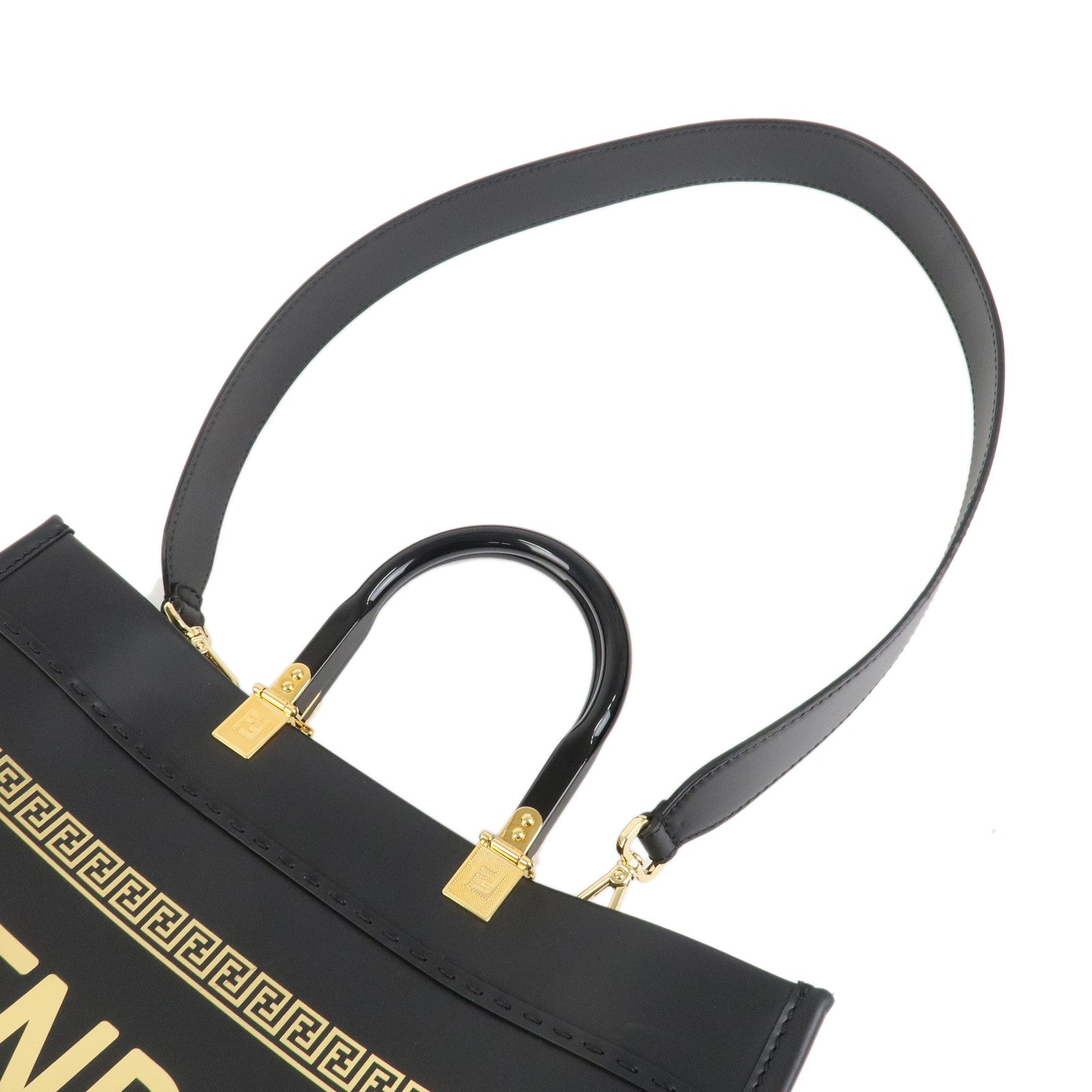 FENDI VERSACE FENDACE Leather Sunshine Medium Tote Bag 8BH386 Used