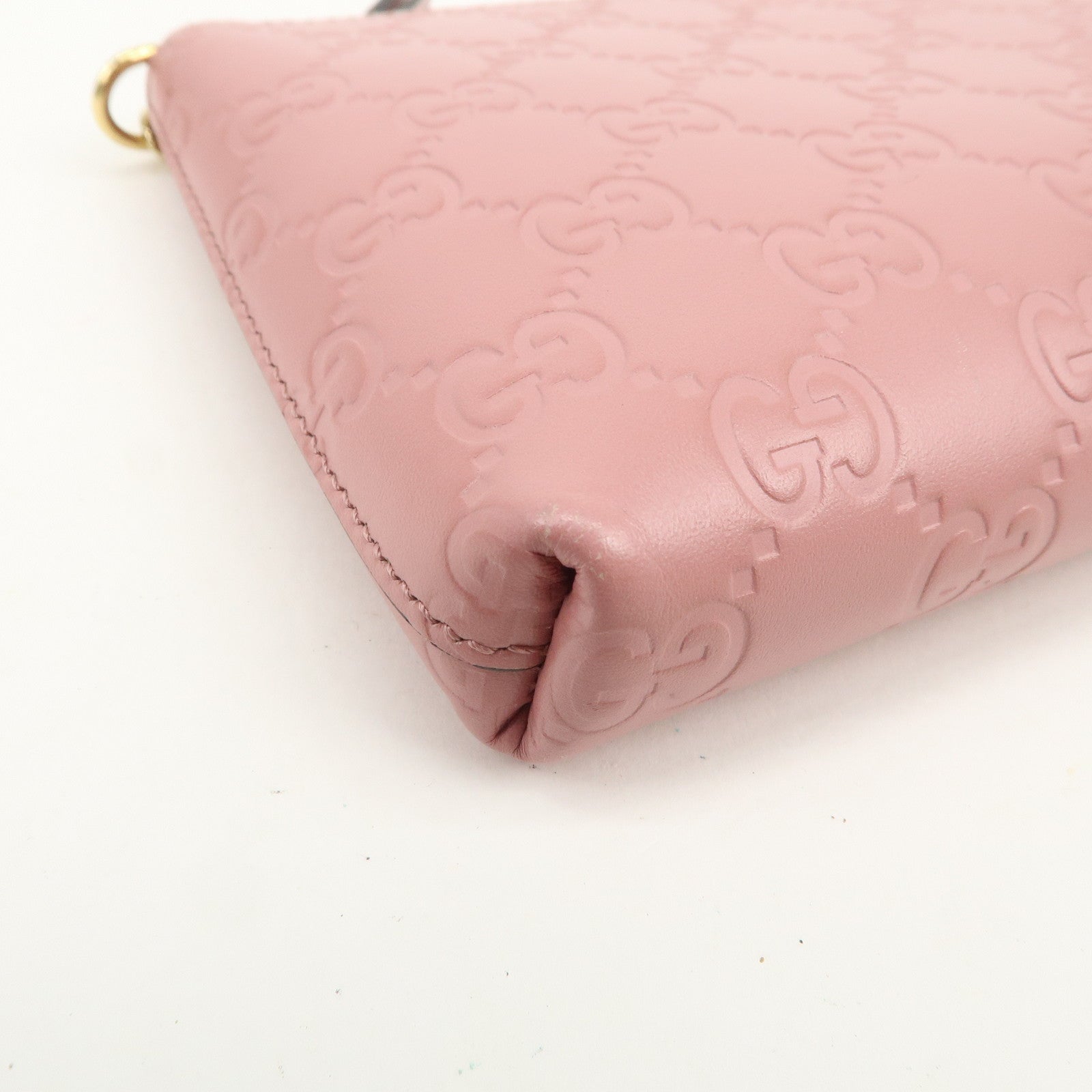 GUCCI Guccissima Leather Logo Chain Shoulder Bag Pink 428449
