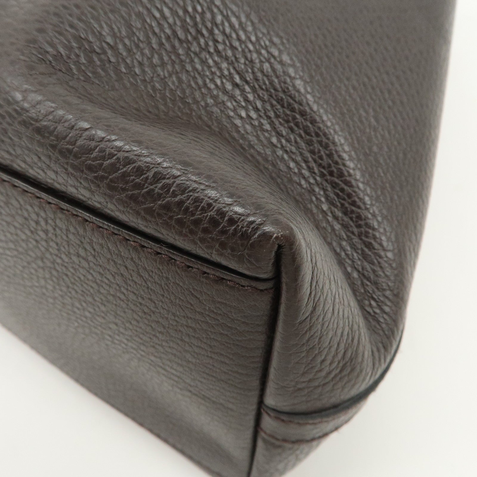 GUCCI Logo Leather Tote Bag Shoulder Bag Dark Brown 419689
