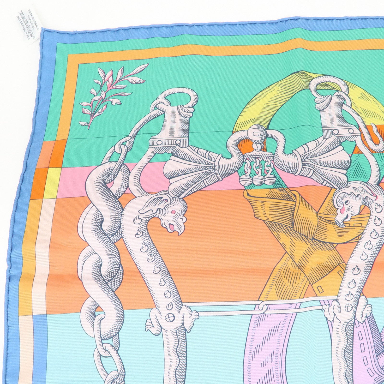 HERMES Carre 90 Silk 100% Scarf DELLA CAVALLERIA Multicolor