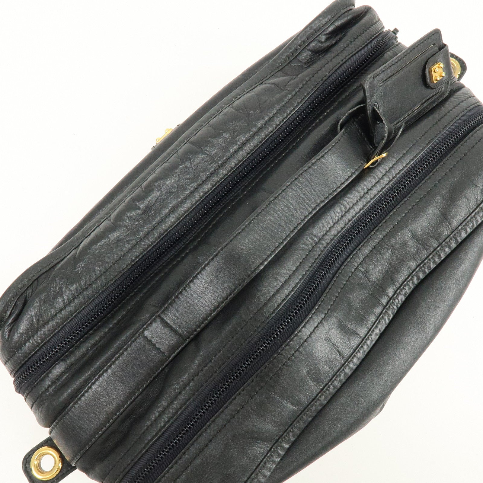 LOEWE Logo Anagram Calf Leather 2Way Hand Shoulder Bag Black