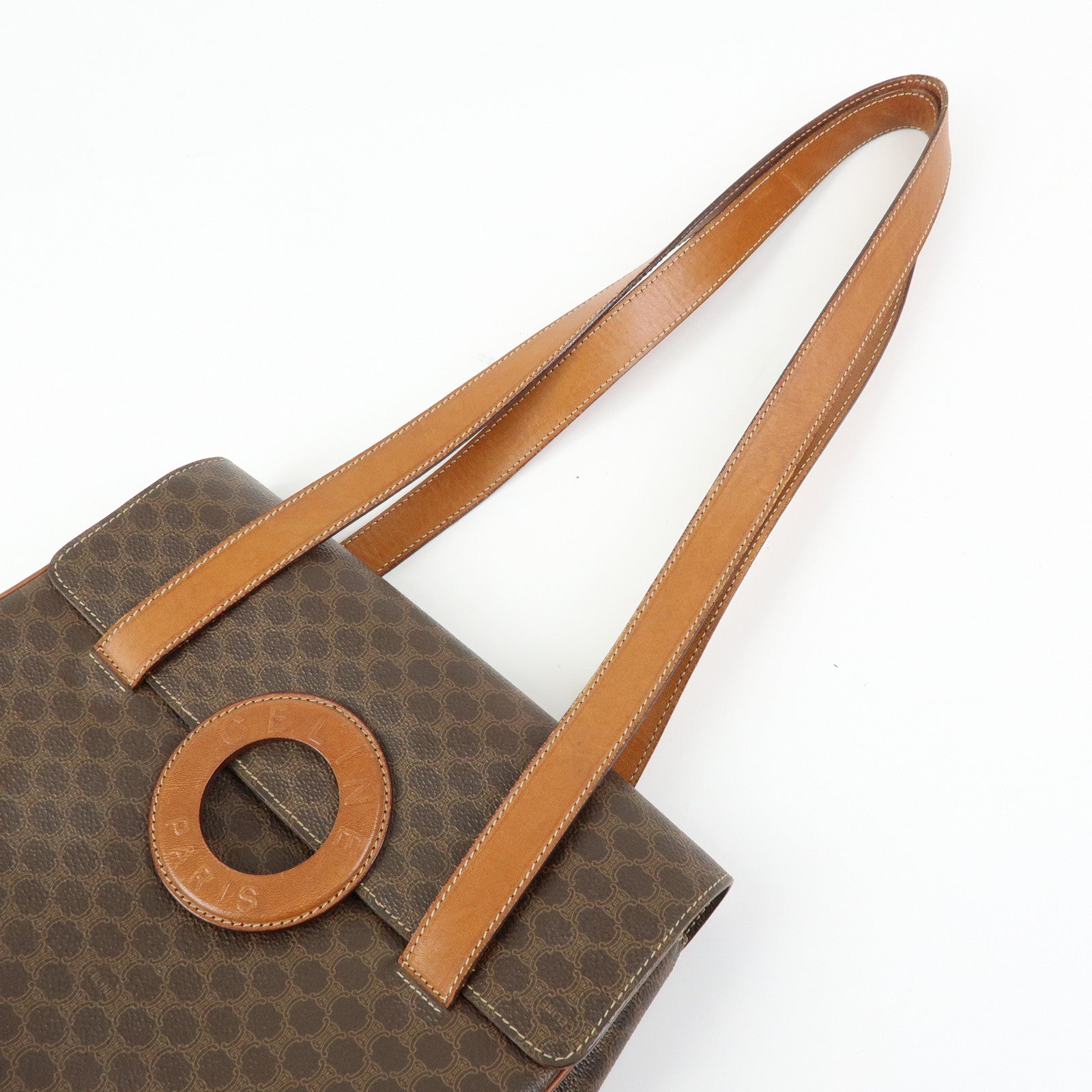CELINE Macadam PVC Leather Shoulder Bag Tote Bag Brown