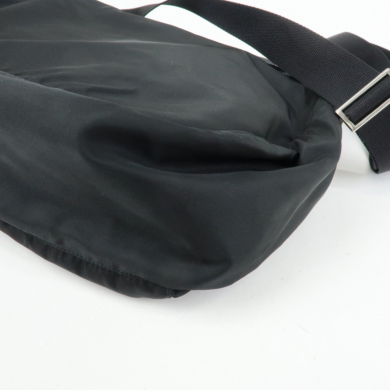 PRADA Triangle Logo Nylon Leather Shoulder Bag Crossbody Bag Black