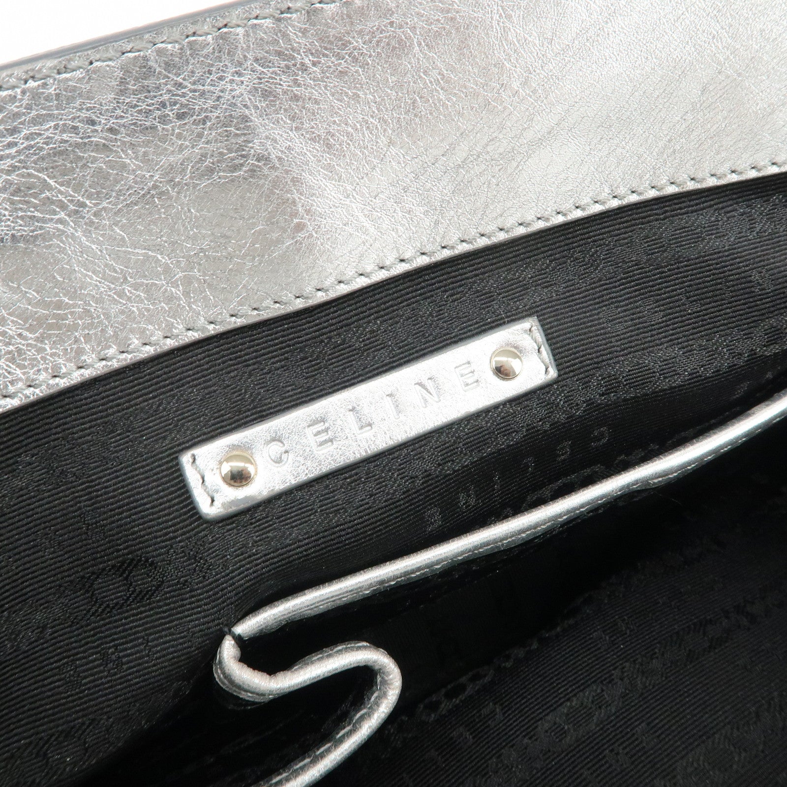 CELINE Leather Boogie Bag Hand Bag Tote Bag Silver