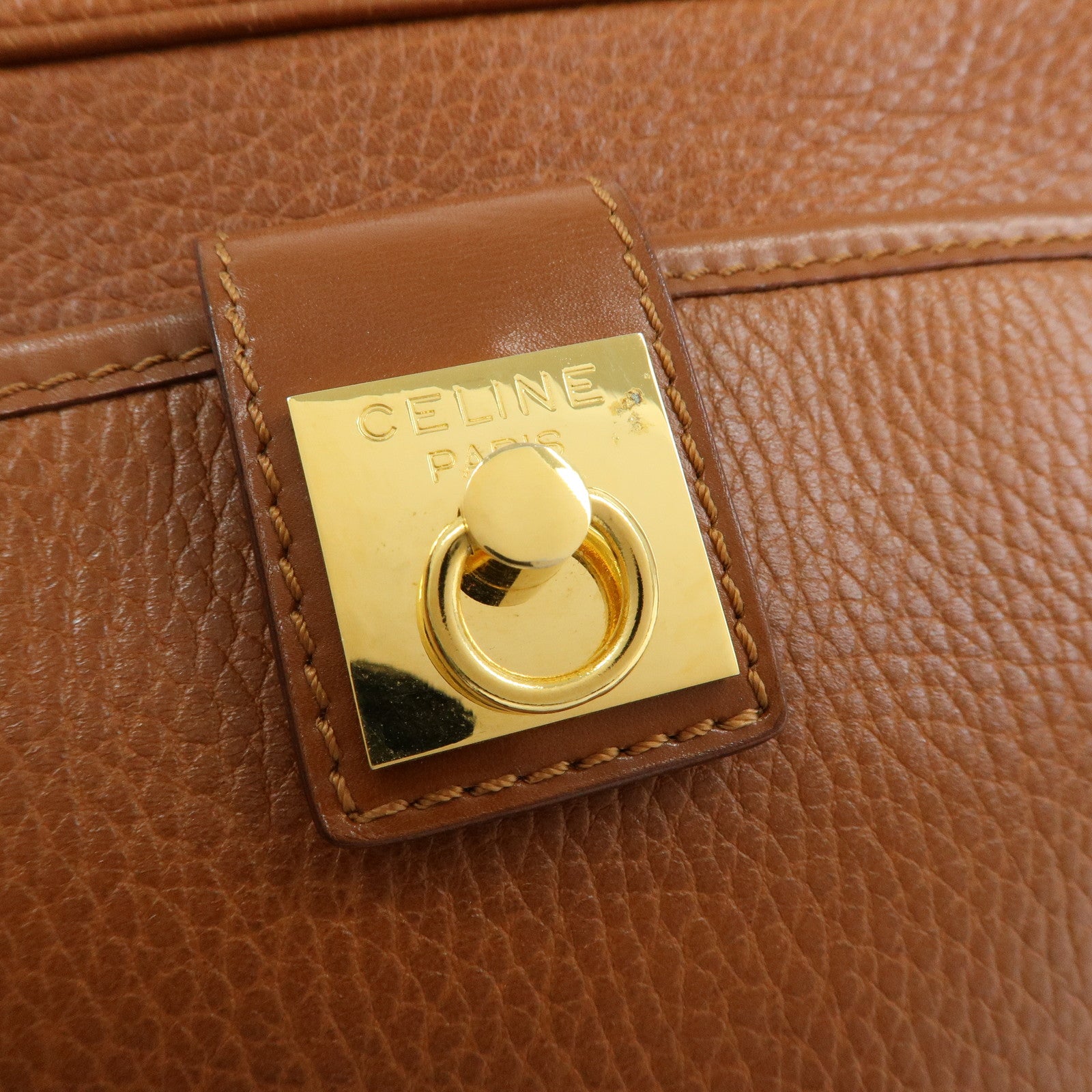 CELINE Leather Shoulder Bag Crossbody Bag Brown