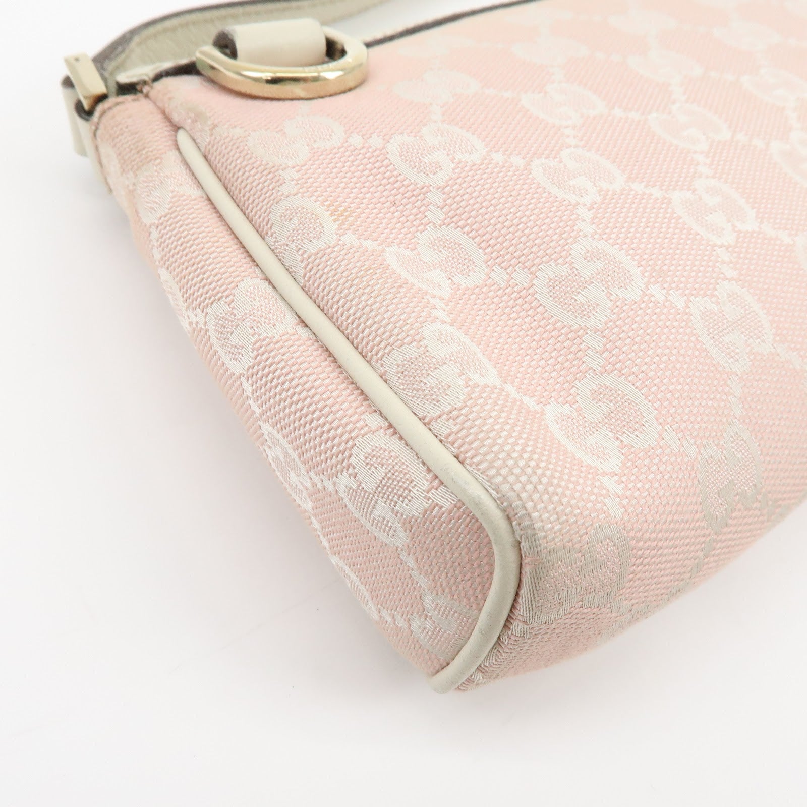 Gucci Abbey GG Canvas Leather Accessory Pouch Hand Bag Pink 145750
