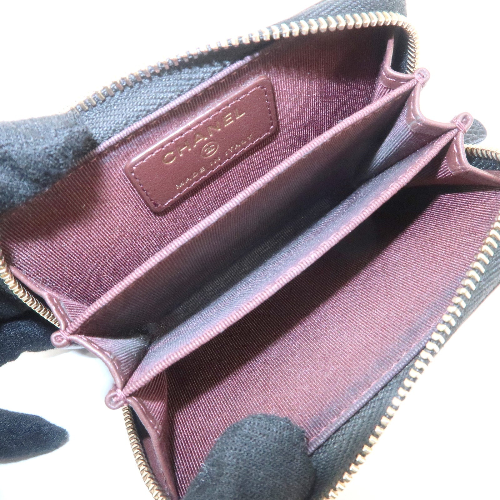 CHANEL Matelasse Timeless Classic Caviarskin Zippy Coin Case AP0216 Used