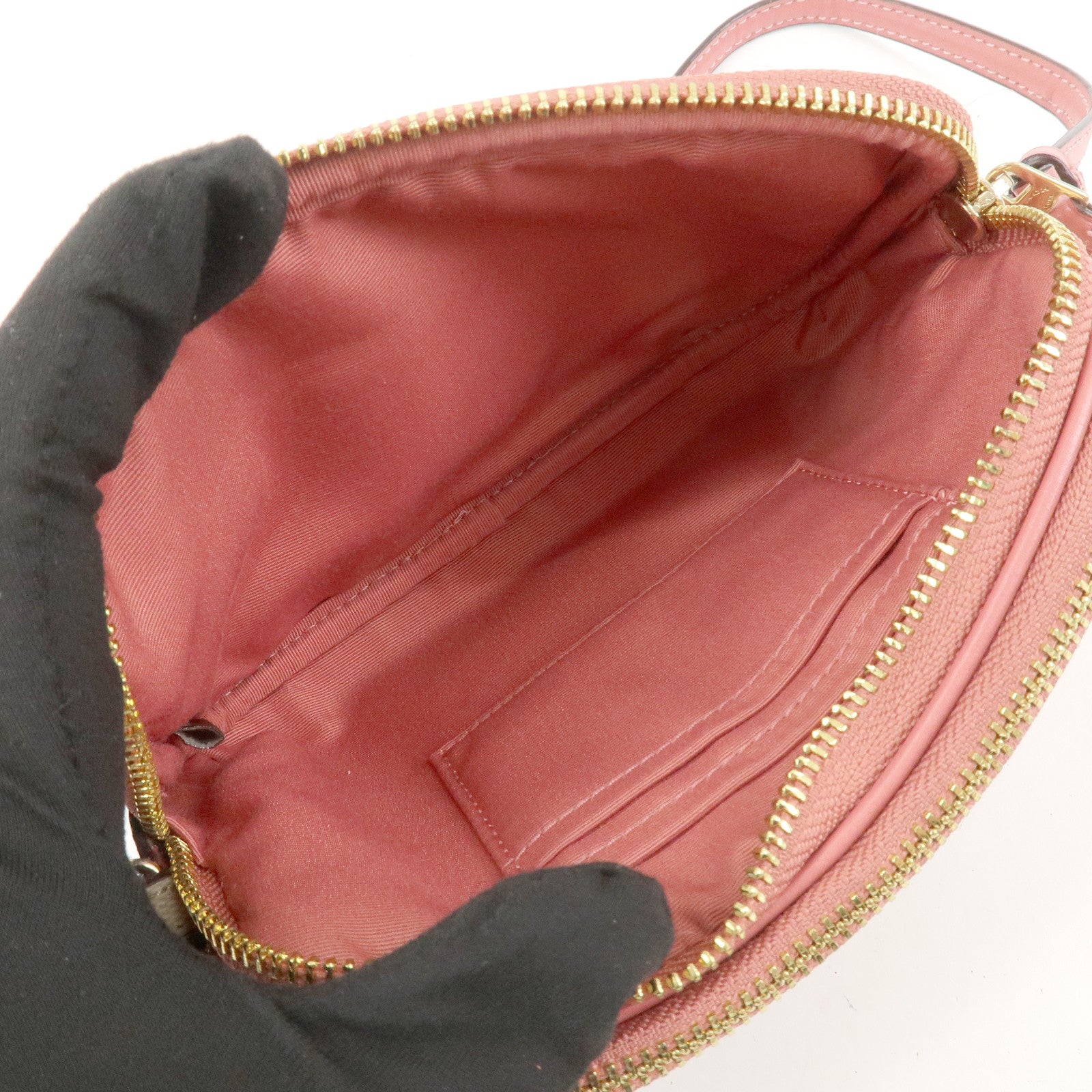 COACH Signature PVC Canvas Leather Shoulder Bag Beige Pink