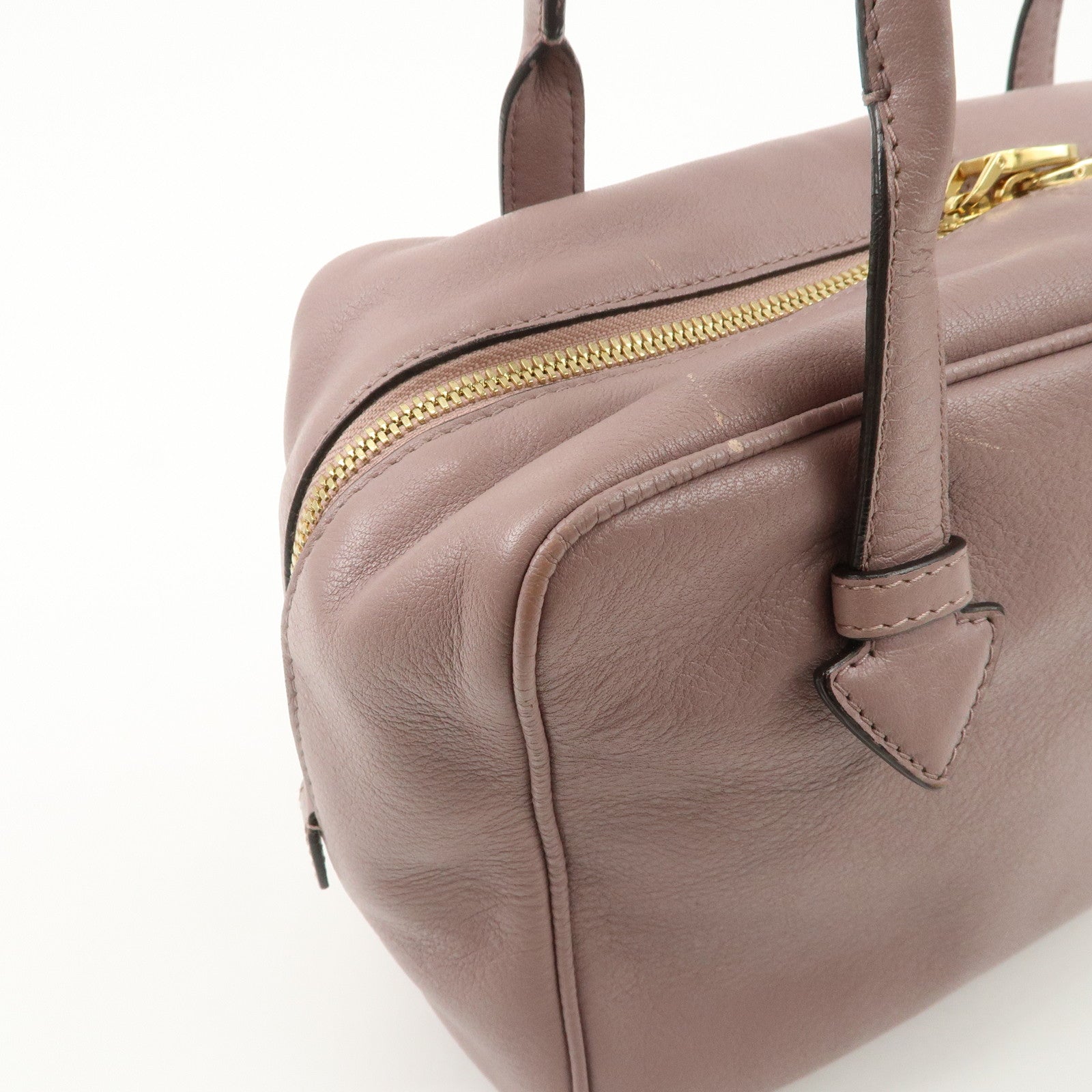 LOEWE Heritage Leather Mini Boston Bag Hand Bag Lavender Used
