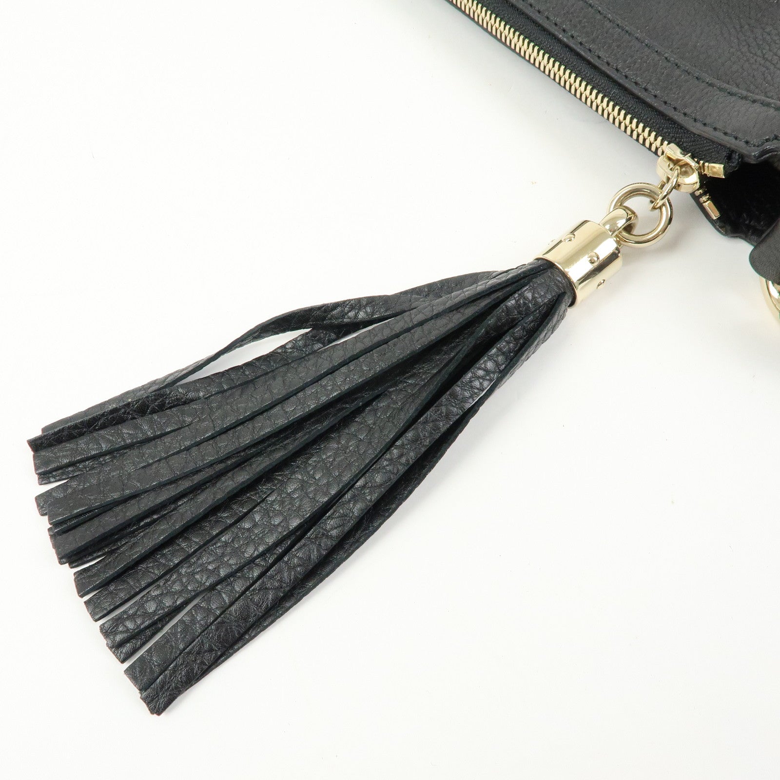GUCCI SOHO Interlocking G Leather Shoulder Bag Black 308361