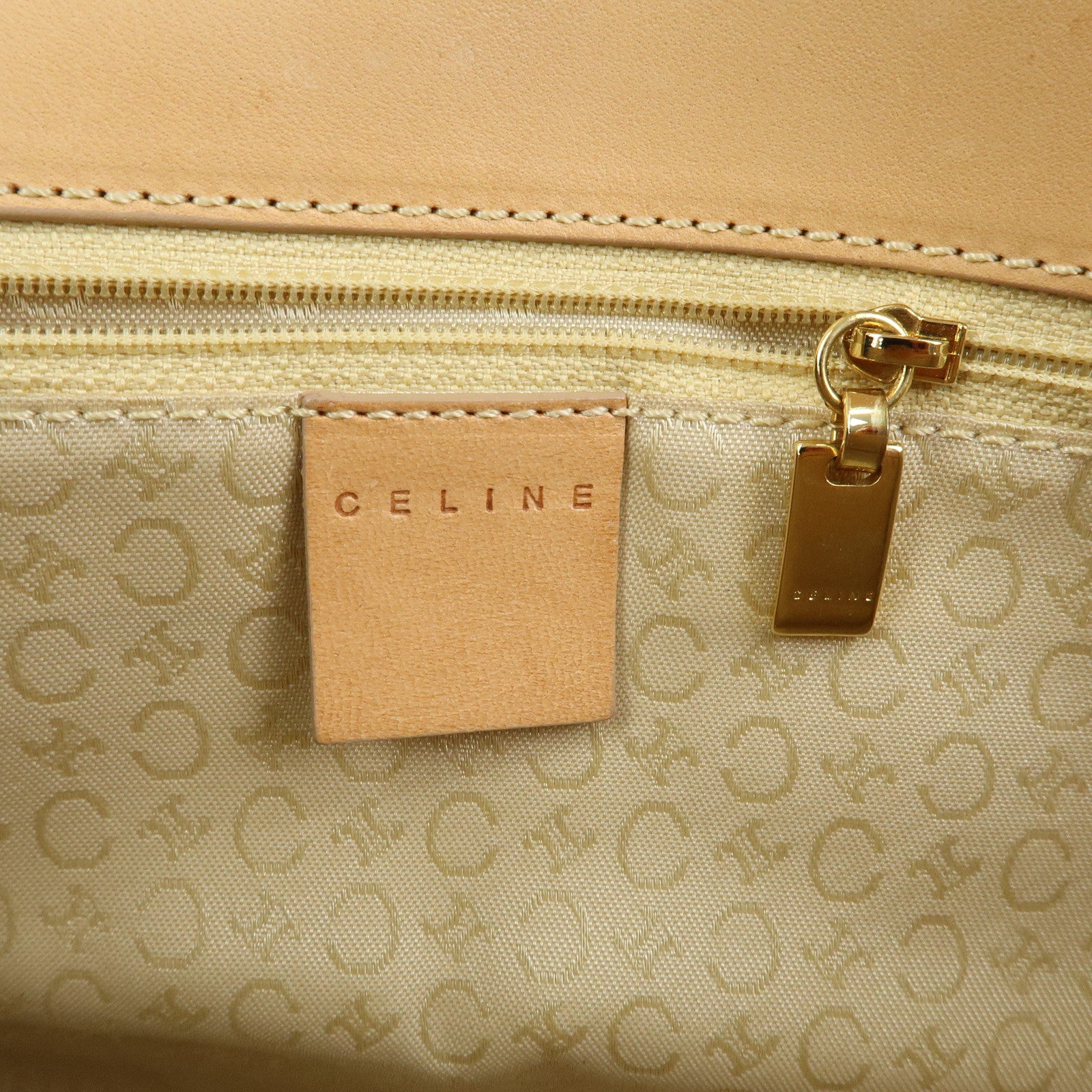 CELINE C Macadam Leather Shoulder Bag Hand Bag Light Brown