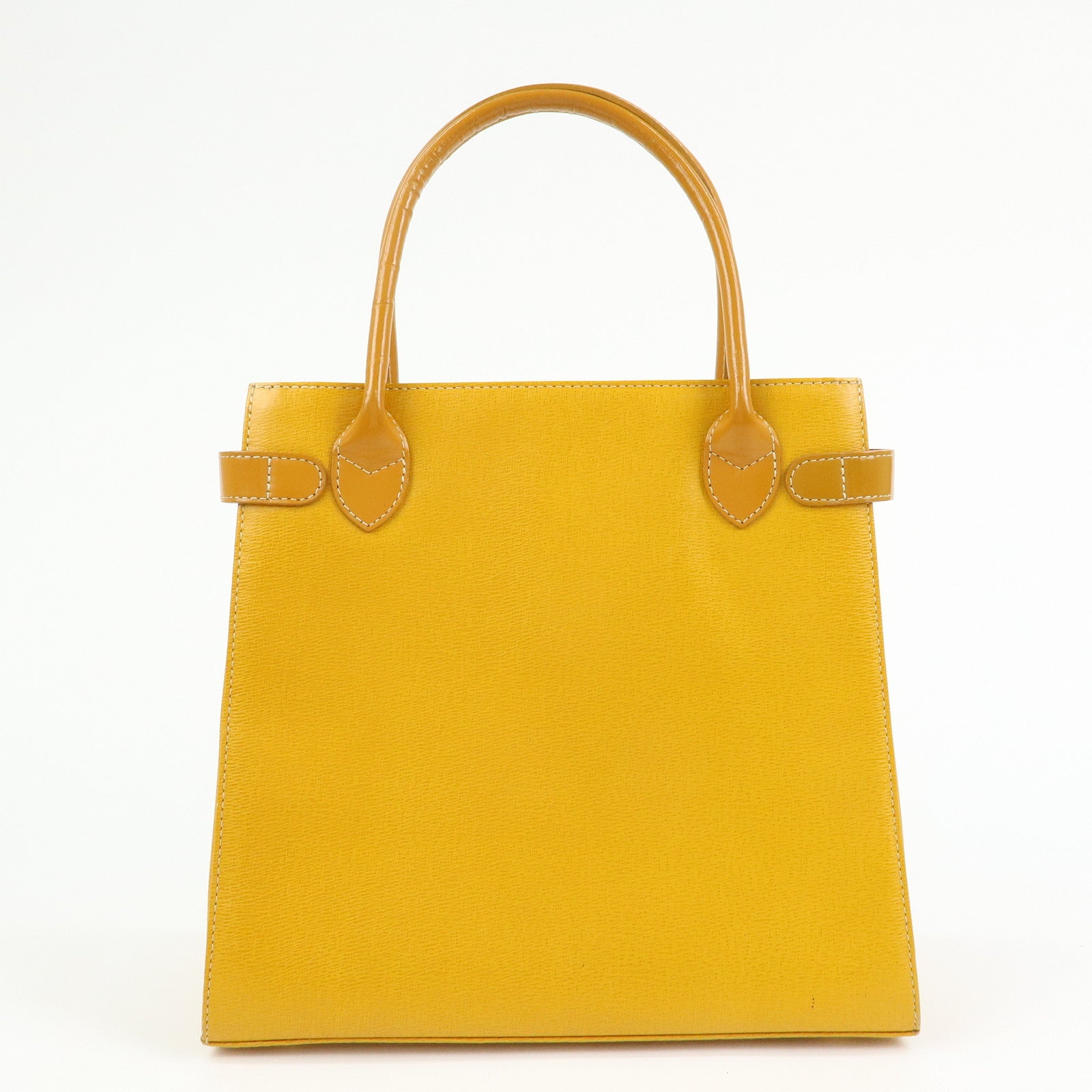 BURBERRY Logo Leather Tote Bag Hand Bag Yellow