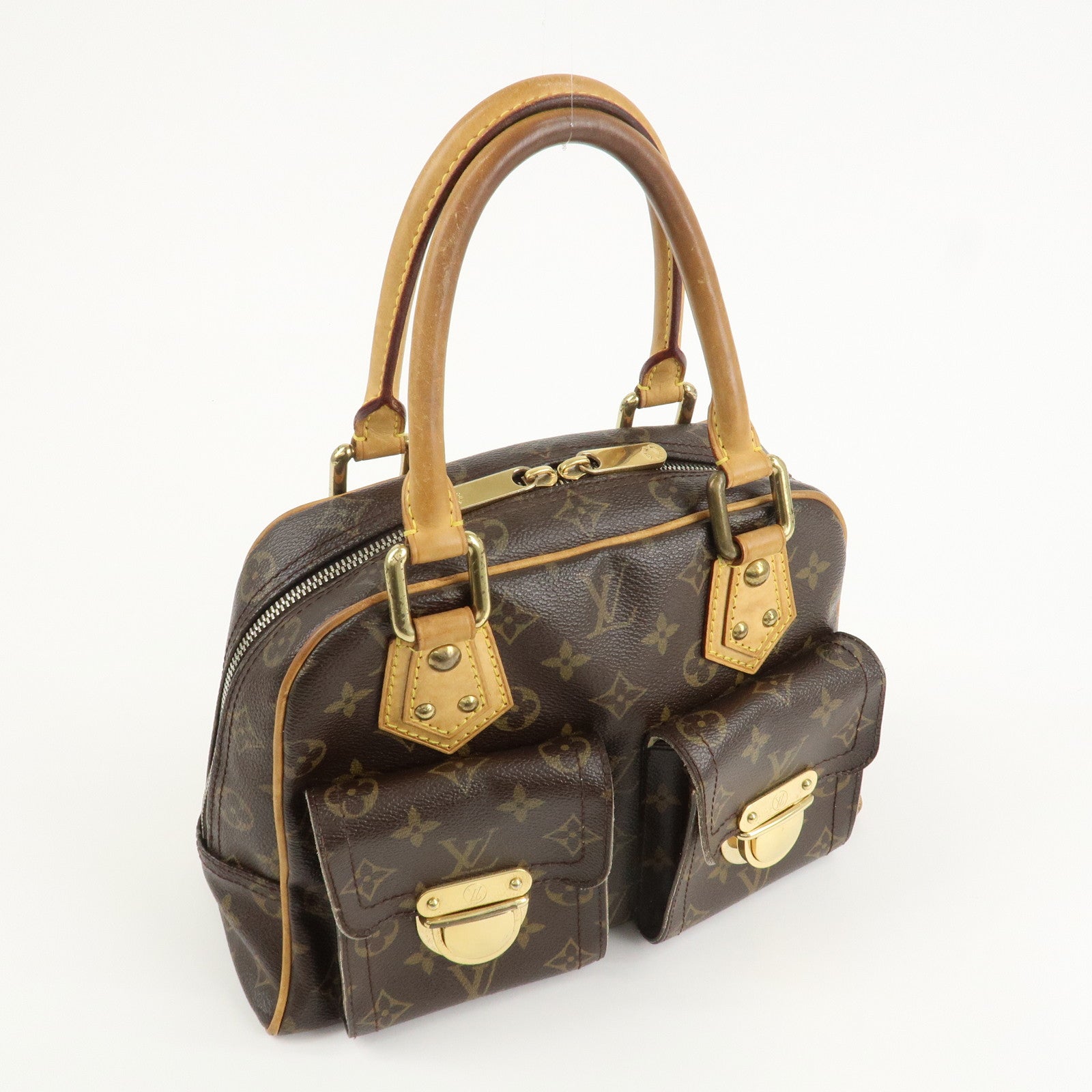 Louis Vuitton Monogram Manhattan PM Hand Bag Brown M40026 Used