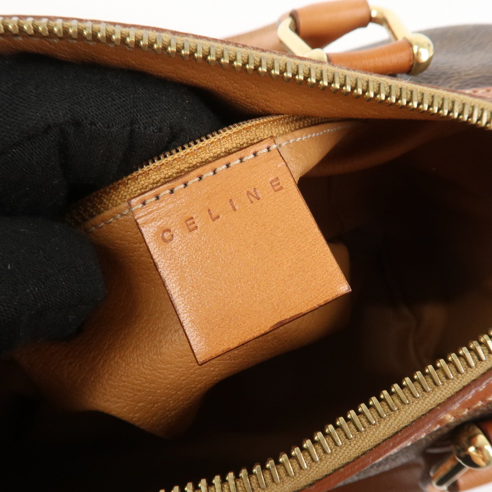 CELINE Macadam PVC Leather Boston Bag Hand Bag Brown