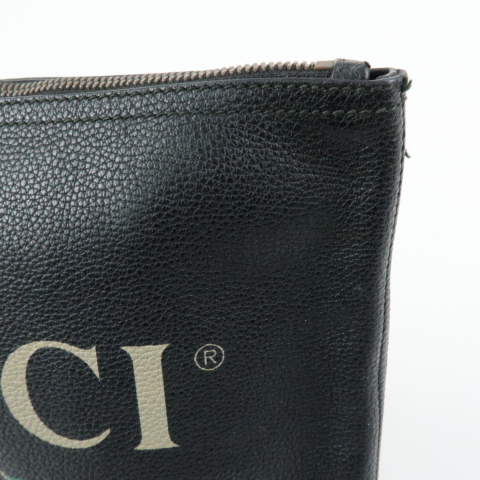 GUCCI Sherry Vintage Logo Leather Clutch Bag Black 500981