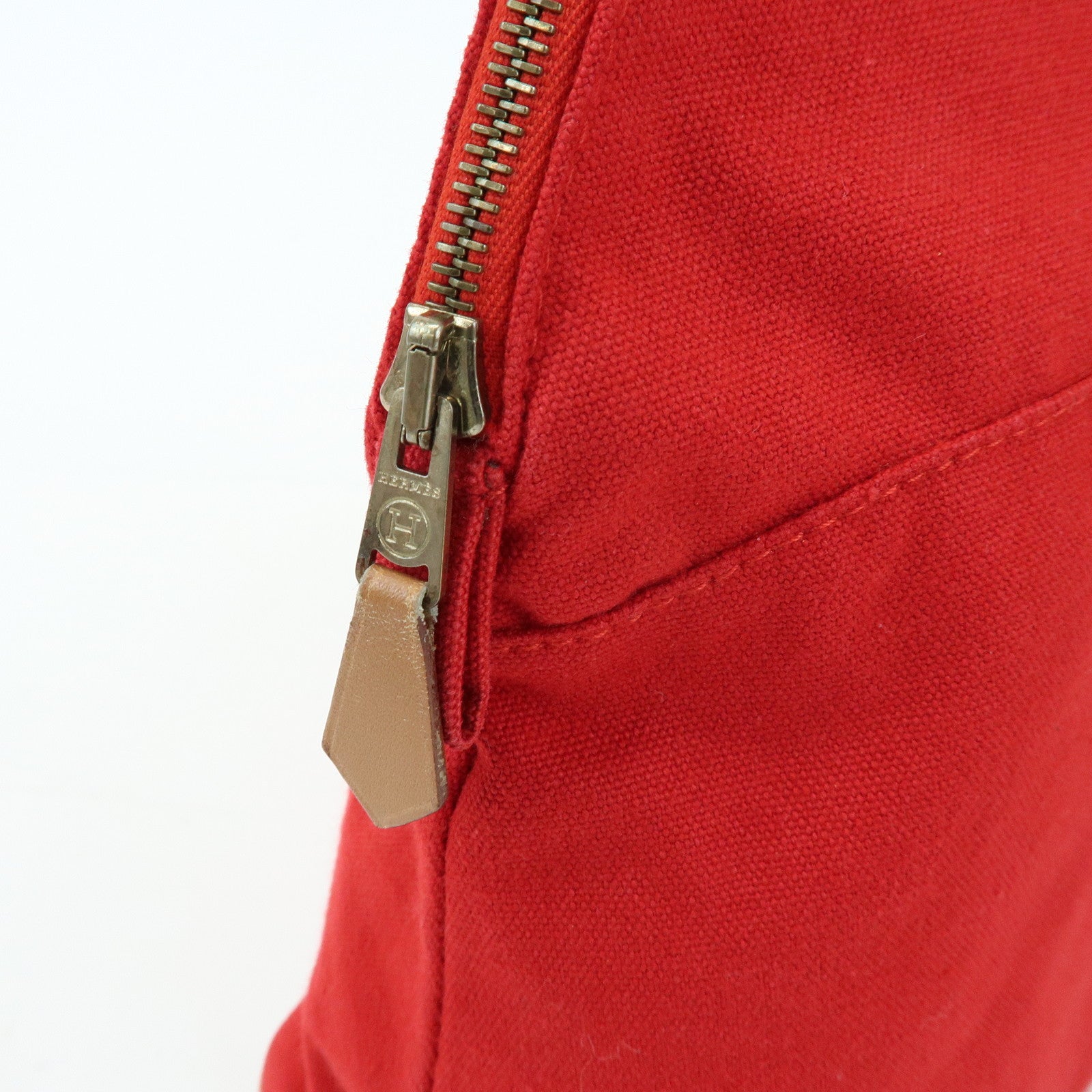 HERMES Cotton Canvas Bolide Pouch GM Cosmetic Pouch Red
