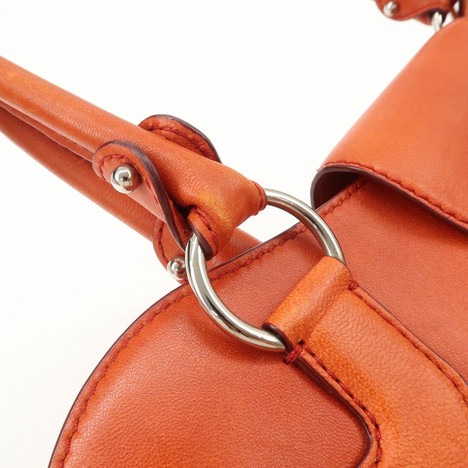 Ferragamo Gancini Gathered Shoulder Bag Hand Bag Orange