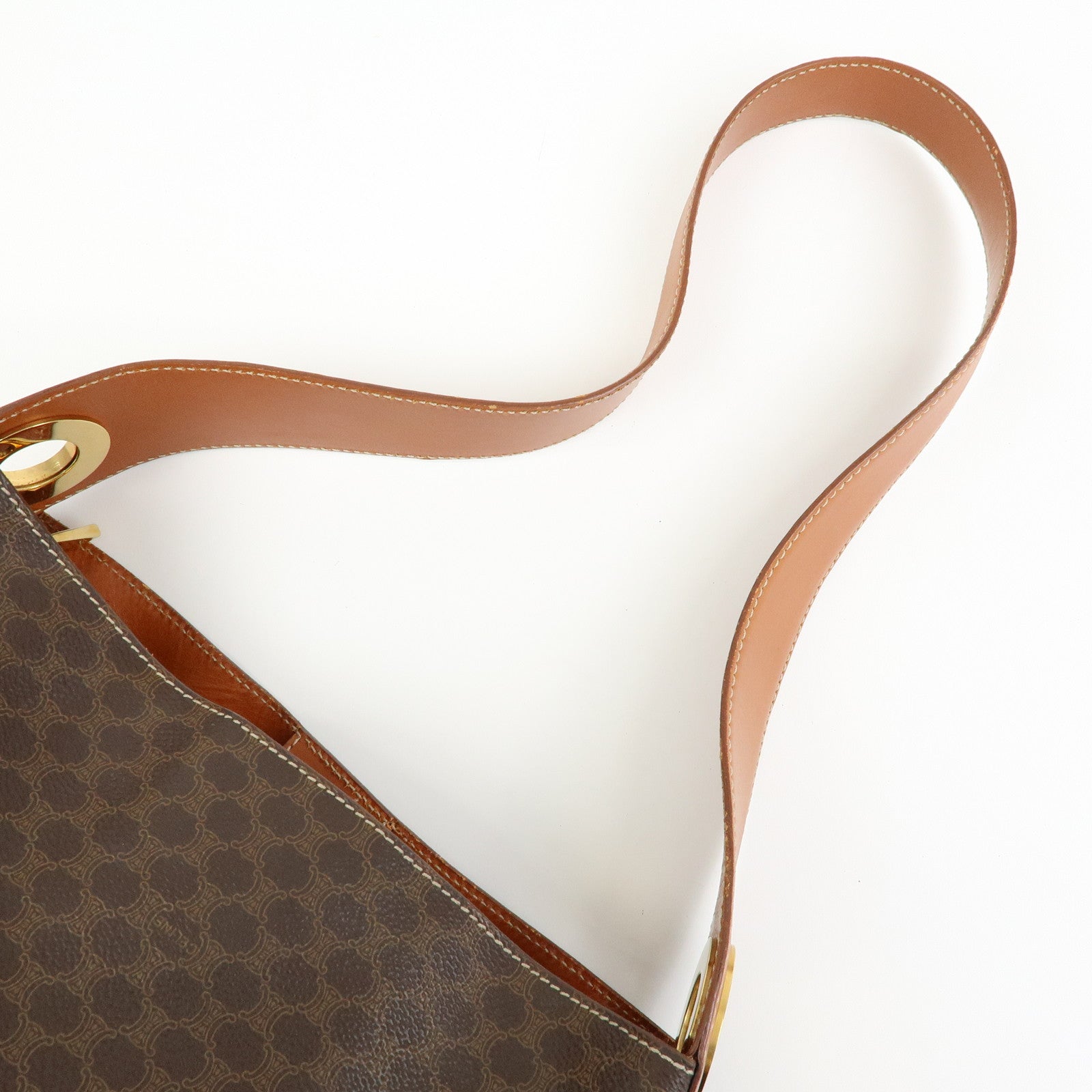 CELINE Macadam PVC Leather Shoulder Bag Hand Bag Brown