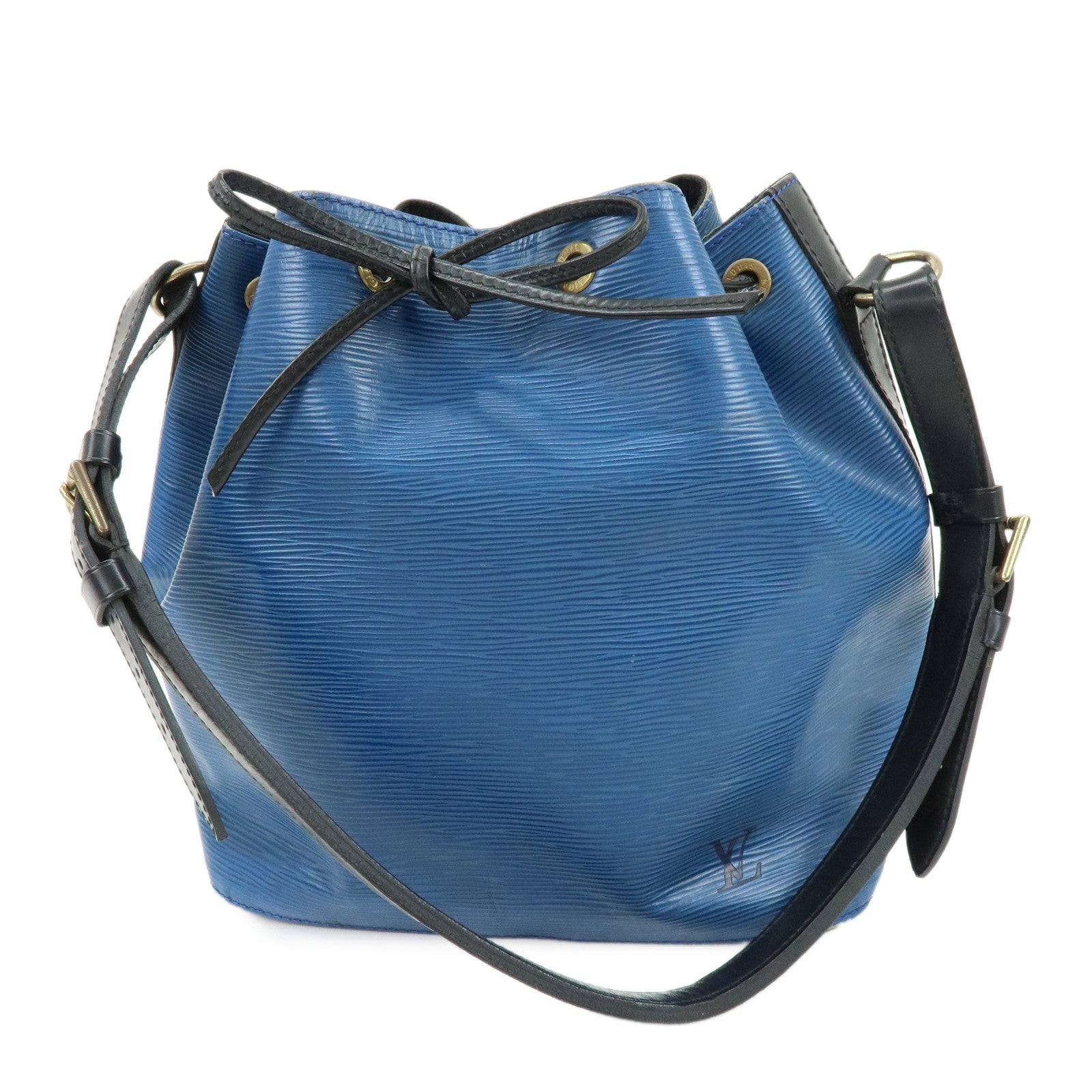 Louis Vuitton Epi Petit Noe Bicolor Shoulder Bag Blue Noir M44152