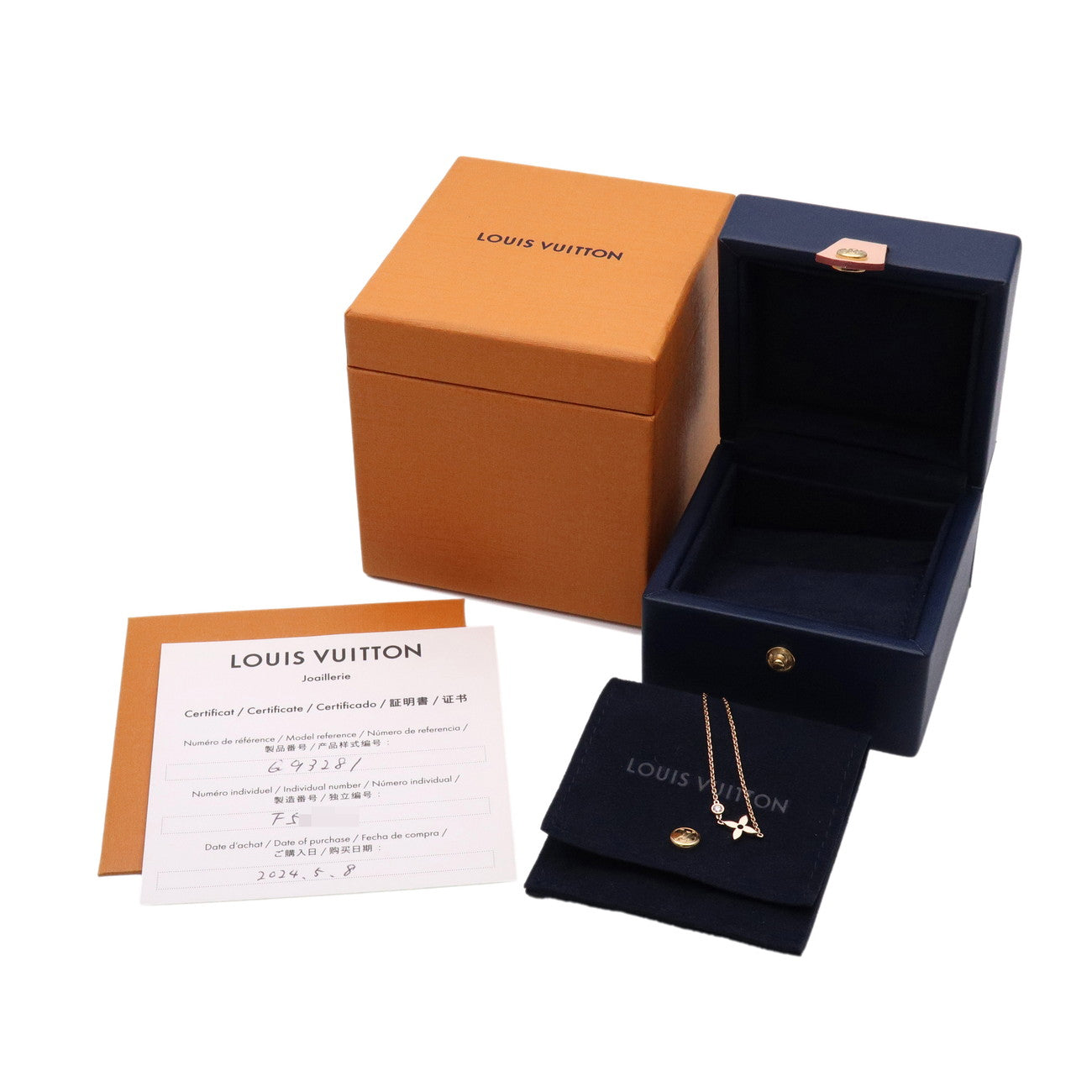 Louis Vuitton Monogram Idylle 1P Diamond Necklace K18PG Q93281