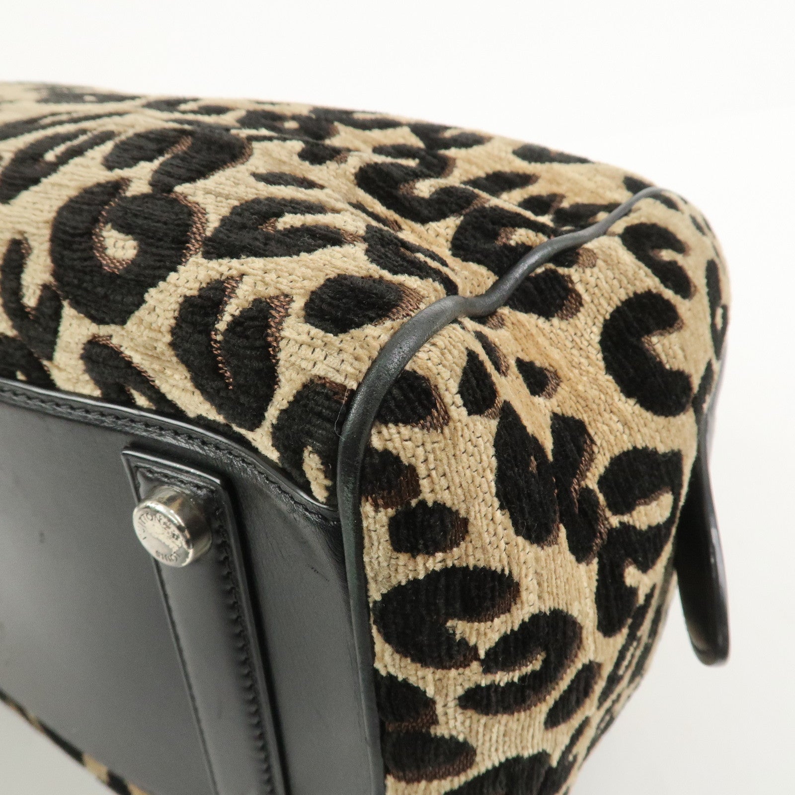 Louis Vuitton Speedy PM Leopard Corduroy Leather Hand Bag M97396