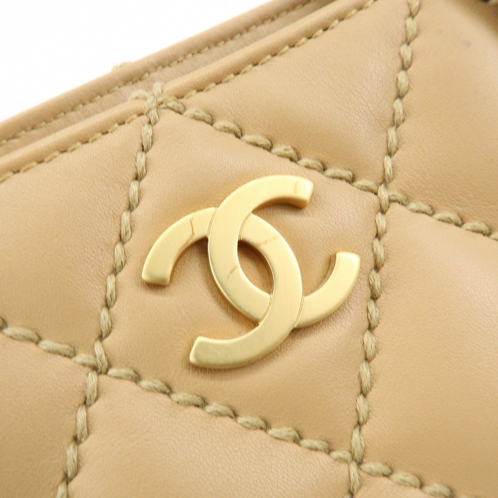 CHANEL COCO Mark Wild Stich Calf Leather Tote Bag Beige A20999