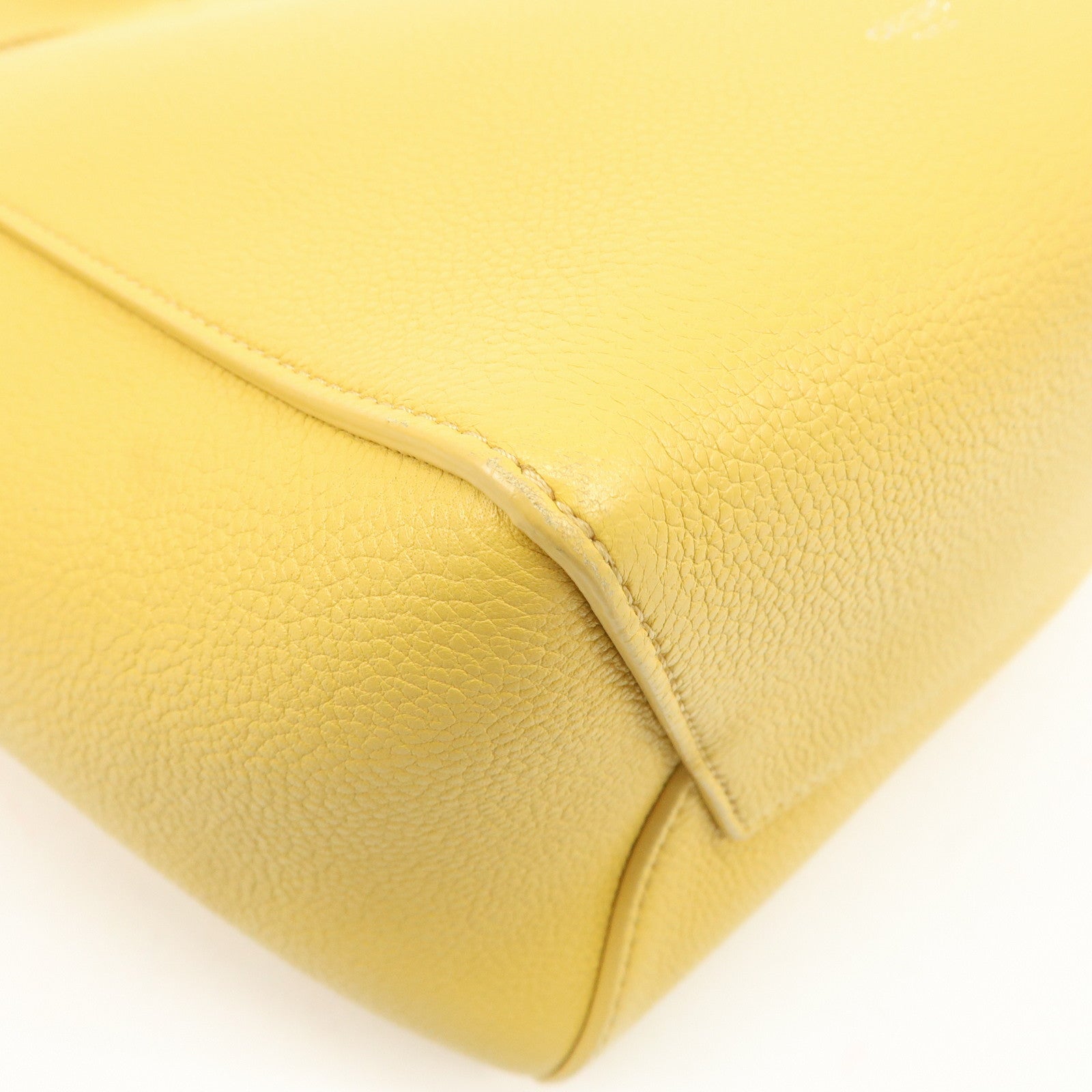 CELINE Leather Sangle Bucket Shoulder Bag Hand Bag Yellow