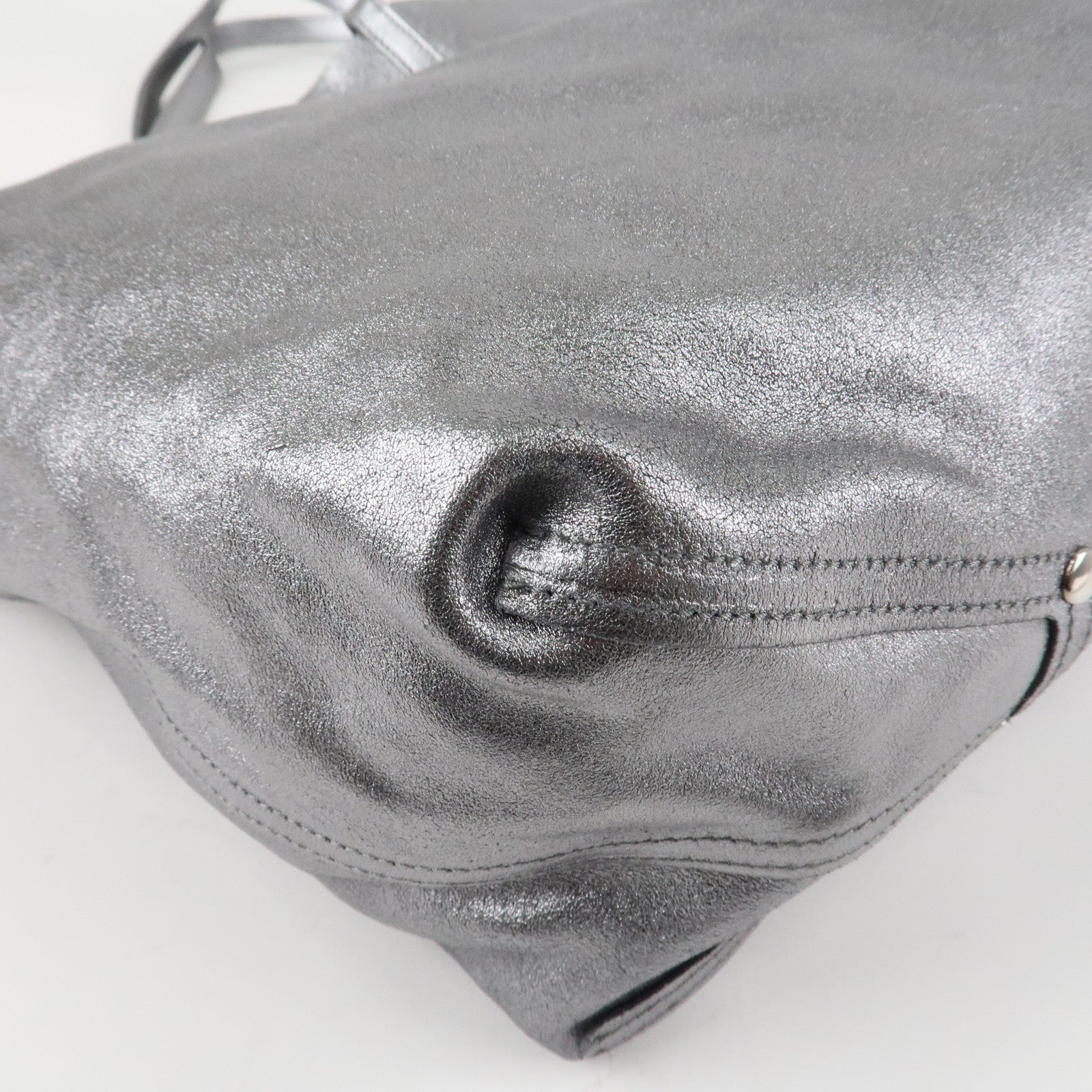 Tiffany&Co. Leather Reversible Tote Bag Sliver Used