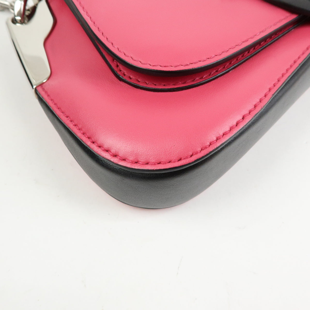 PRADA Sidonie Leather Chain Mini Shoulder Crossbody Bag Pink Black