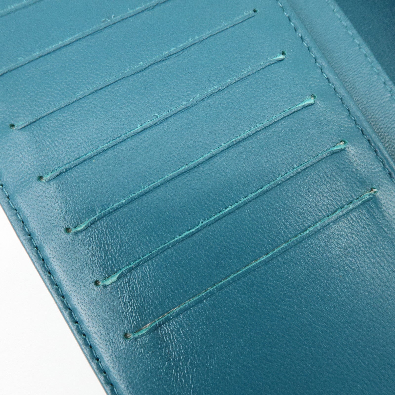 CHANEL COCO Mark Matelasse Lamb Skin Bi-fold Flap Long Wallet Blue