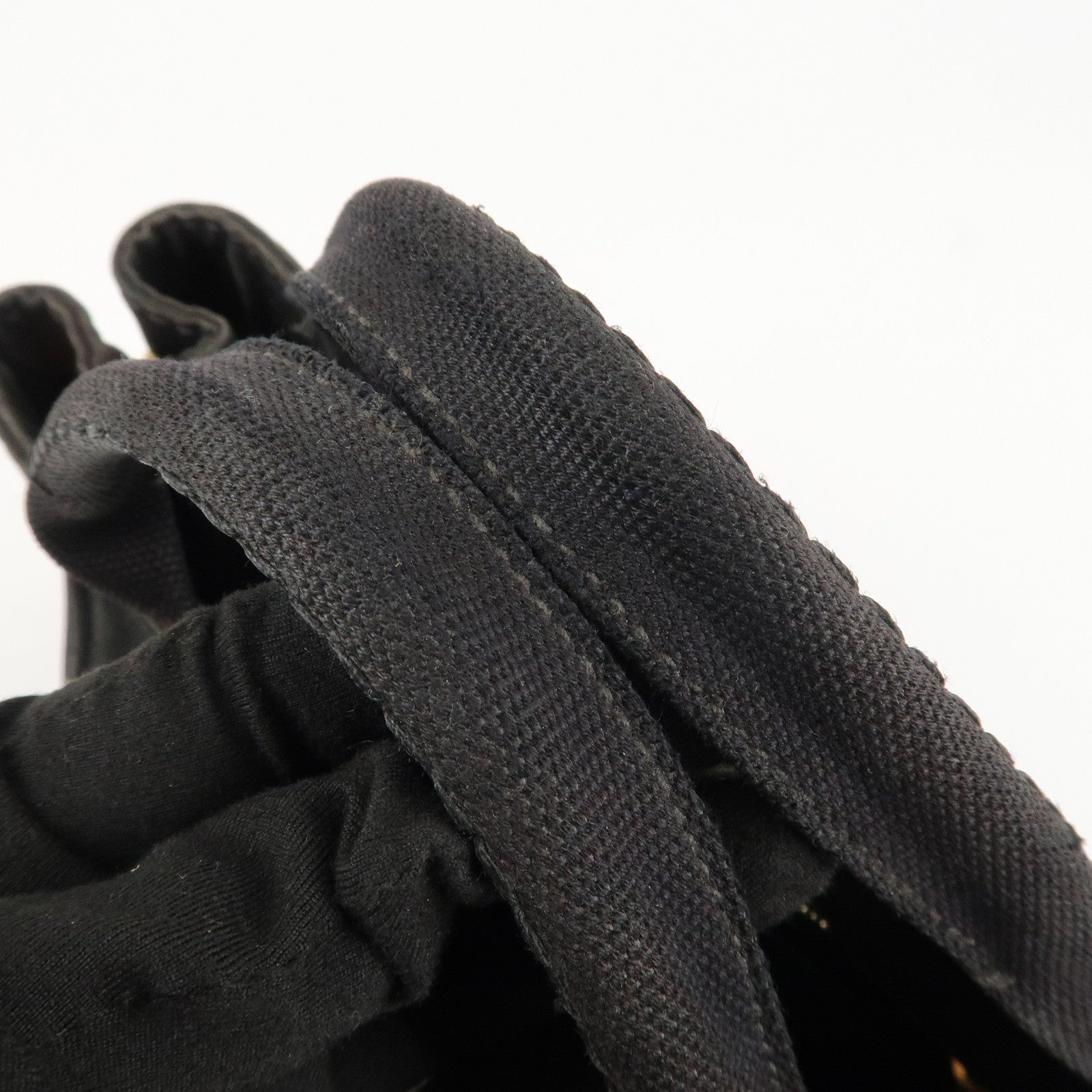 PRADA Logo Canapa Mini Canvas Tote Bag Hand Bag Black BN2439 Used