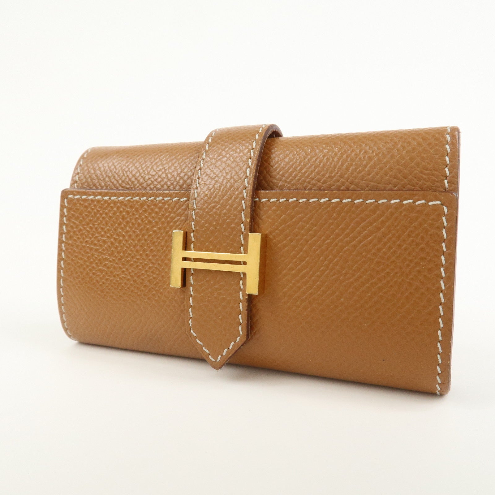 HERMES Logo Veau Epsom Leather Bearn Key Case Key Holder Z Stamped
