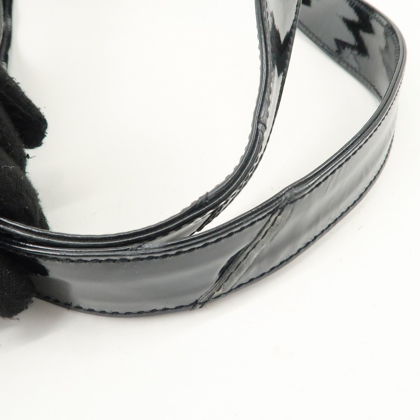 CHANEL COCO Mark Patent Leather Tote Bag Shoulder Bag Black Used