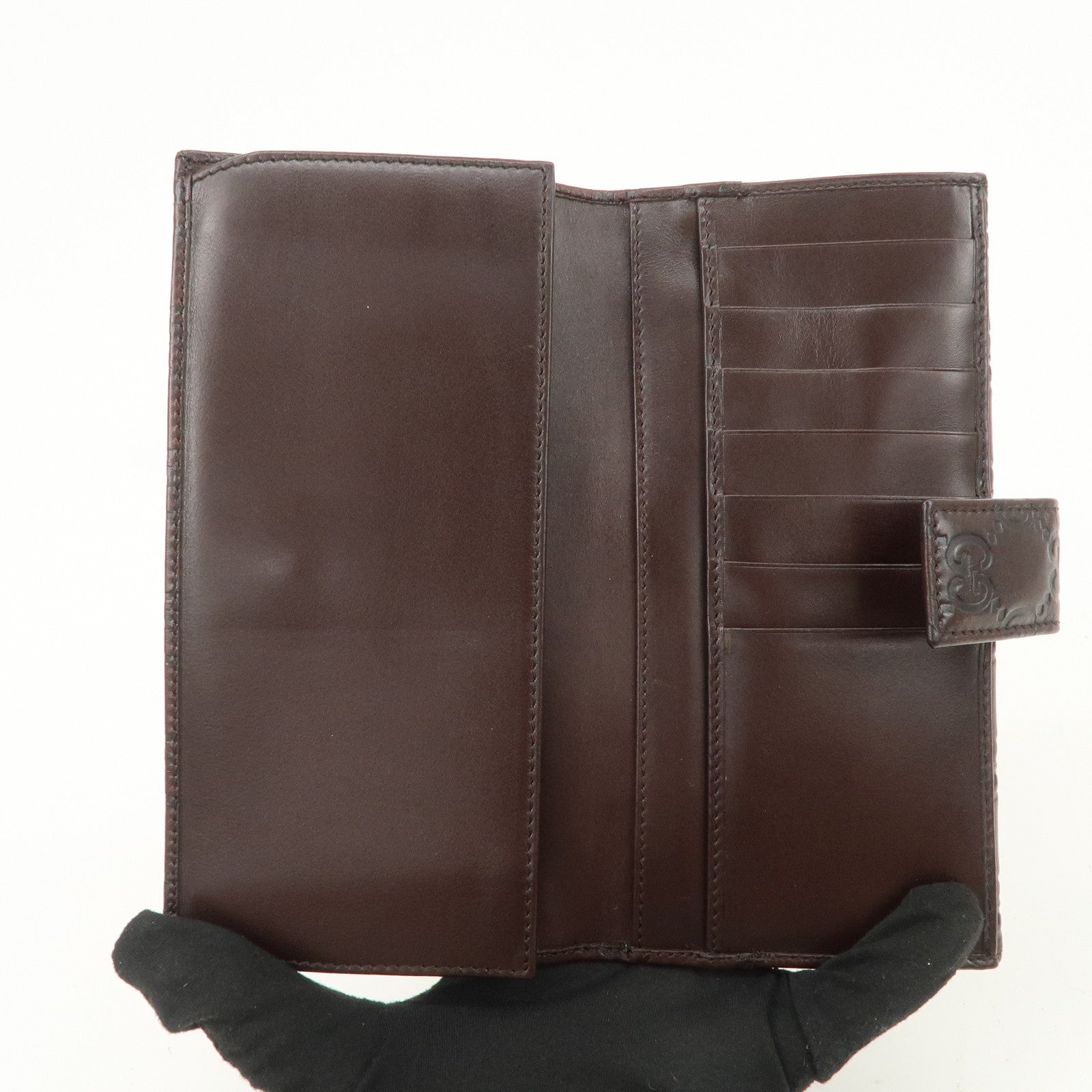 GUCCI Guccissima Leather W Hook Bi-Fold Long Wallet Brown 112715