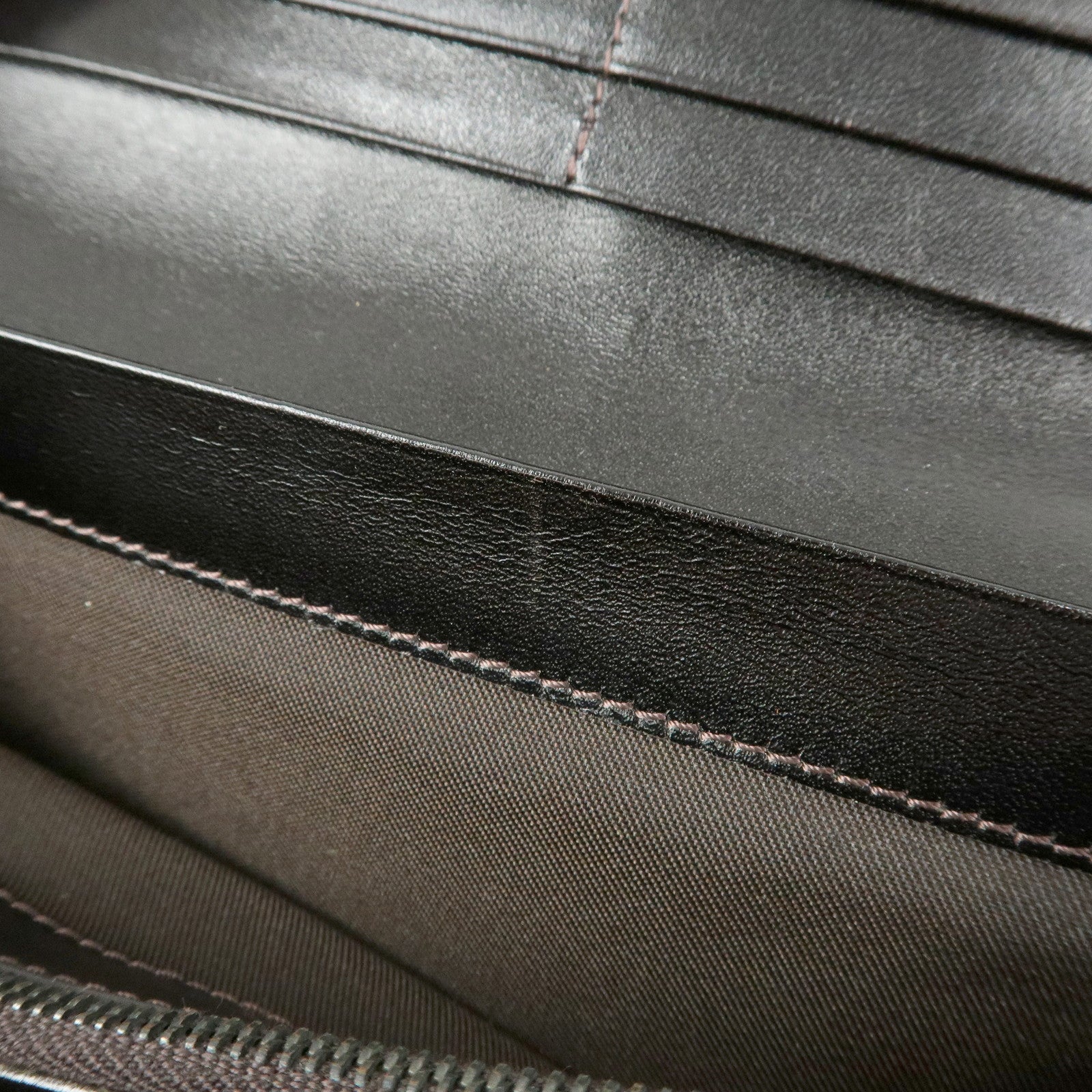 FENDI Zucca Canvas Leather Bi-Fold Long Wallet Black Brown 8M0000