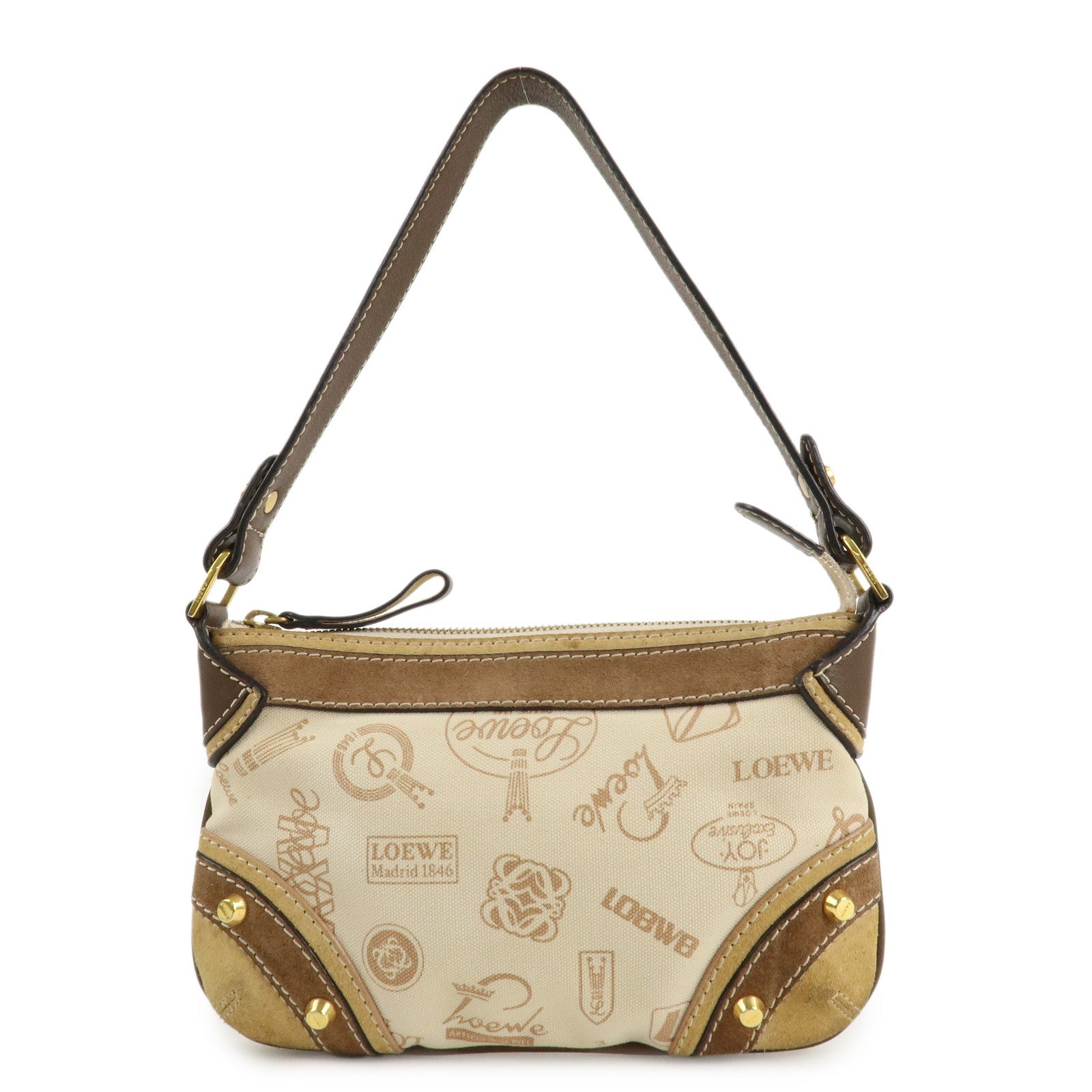 LOEWE Anagram Canvas Suede Leather Shoulder Bag 160th Anniverssary Used