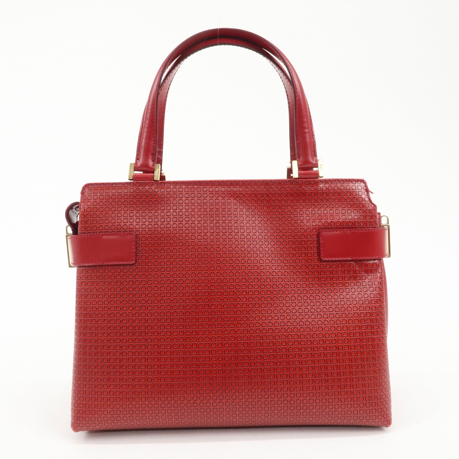 Ferragamo Gancini Leather 2WAY Bag Hand Bag Shoulder Bag Red
