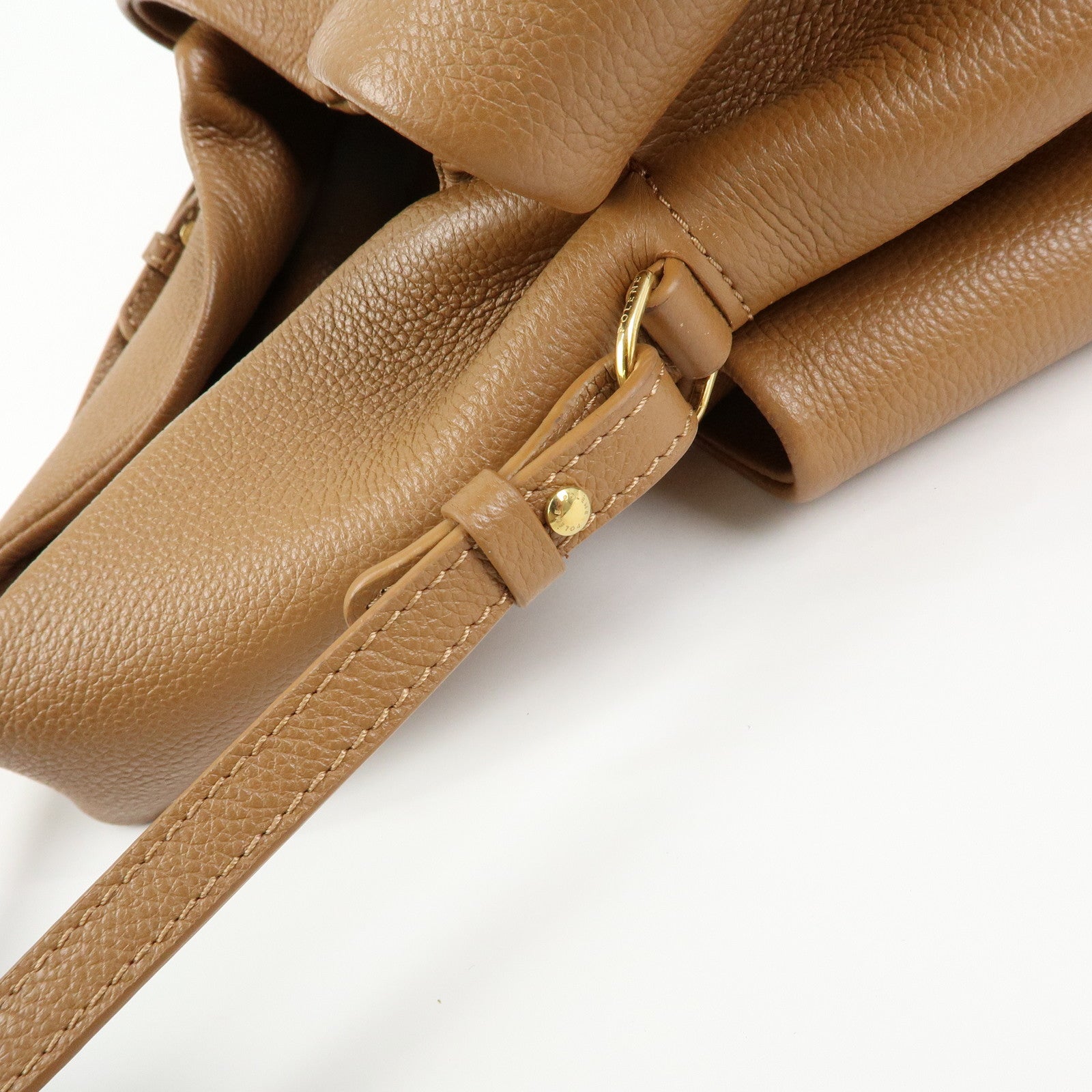Polene Numero Neuf Grained Calf Leather 2Way Hand Bag Camel