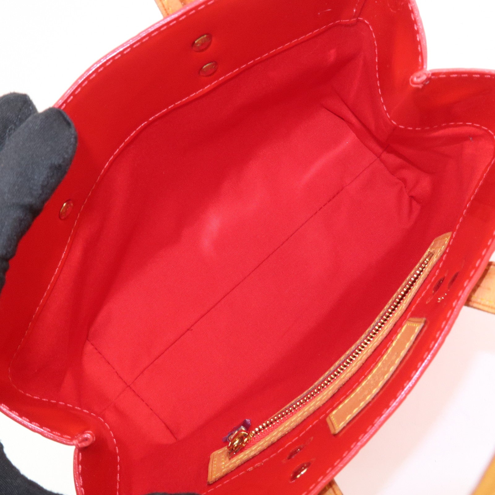 Louis Vuitton Monogram Vernis Lead PM Hand Bag Rouge M91088