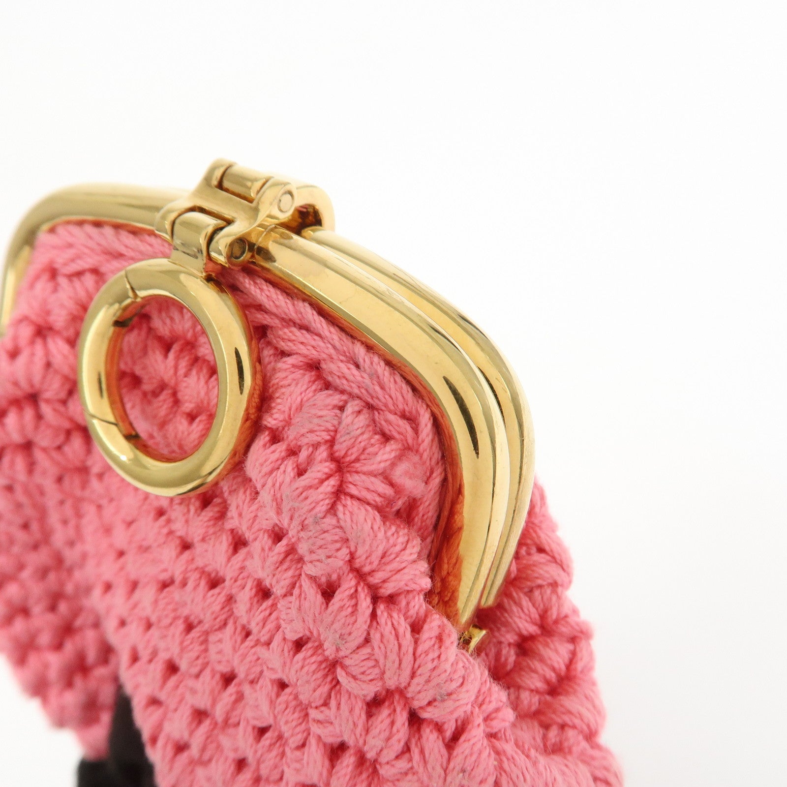FENDI Small Cotton Knit Pouch Coin Case Pink 8M0454