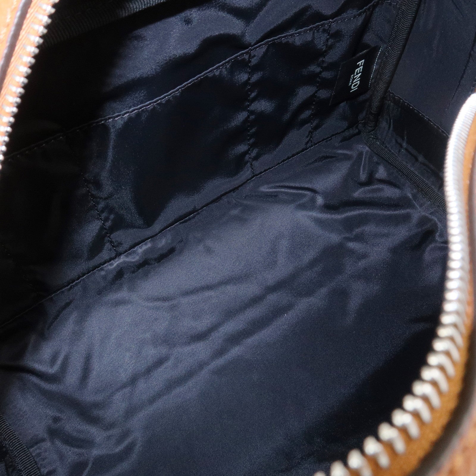 FENDI Leather Clutch Bag Hand Bag Brown 7AS378