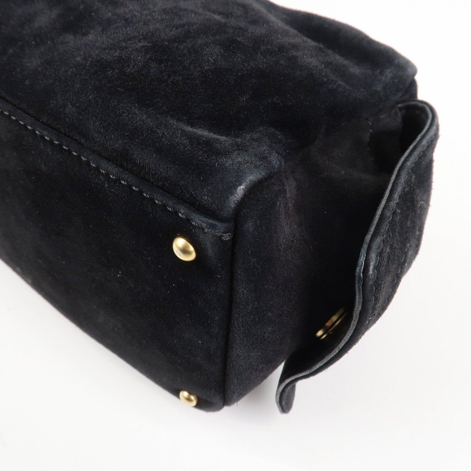 CHANEL COCO Mark Suede Leather Chain Shoulder Bag Black