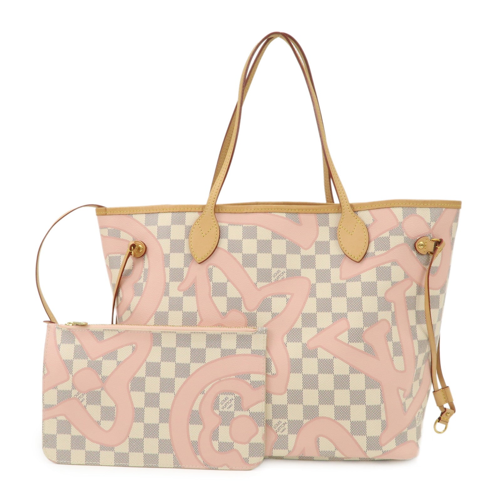 Louis Vuitton Damier Azur Tahiti Neverfull MM Bag & Pouch N41050