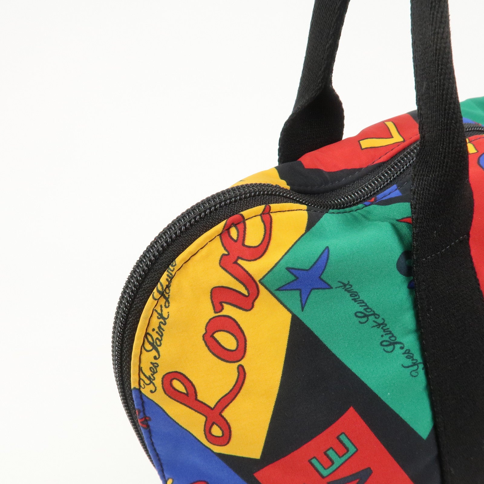 SAINT LAURENT Logo Nylon Black Hand Bag Multicolor
