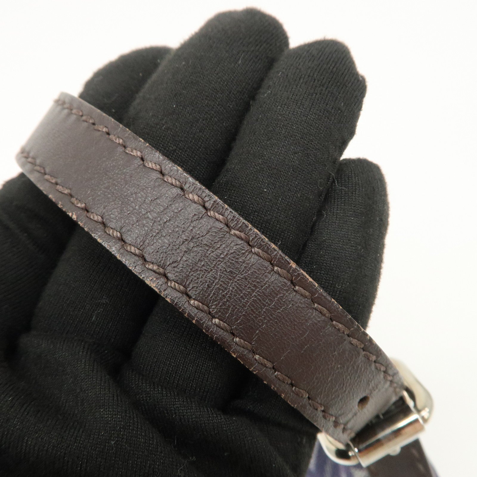 FENDI Zucchino Canvas Leather Shoulder Bag Hand bag Navy 8BR248 Used