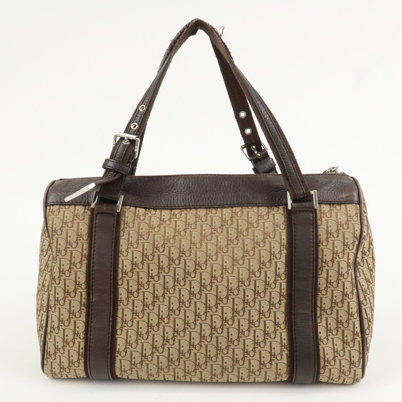 Christian Dior Trotter Street Chic Canvas Leather Boston Bag Beige