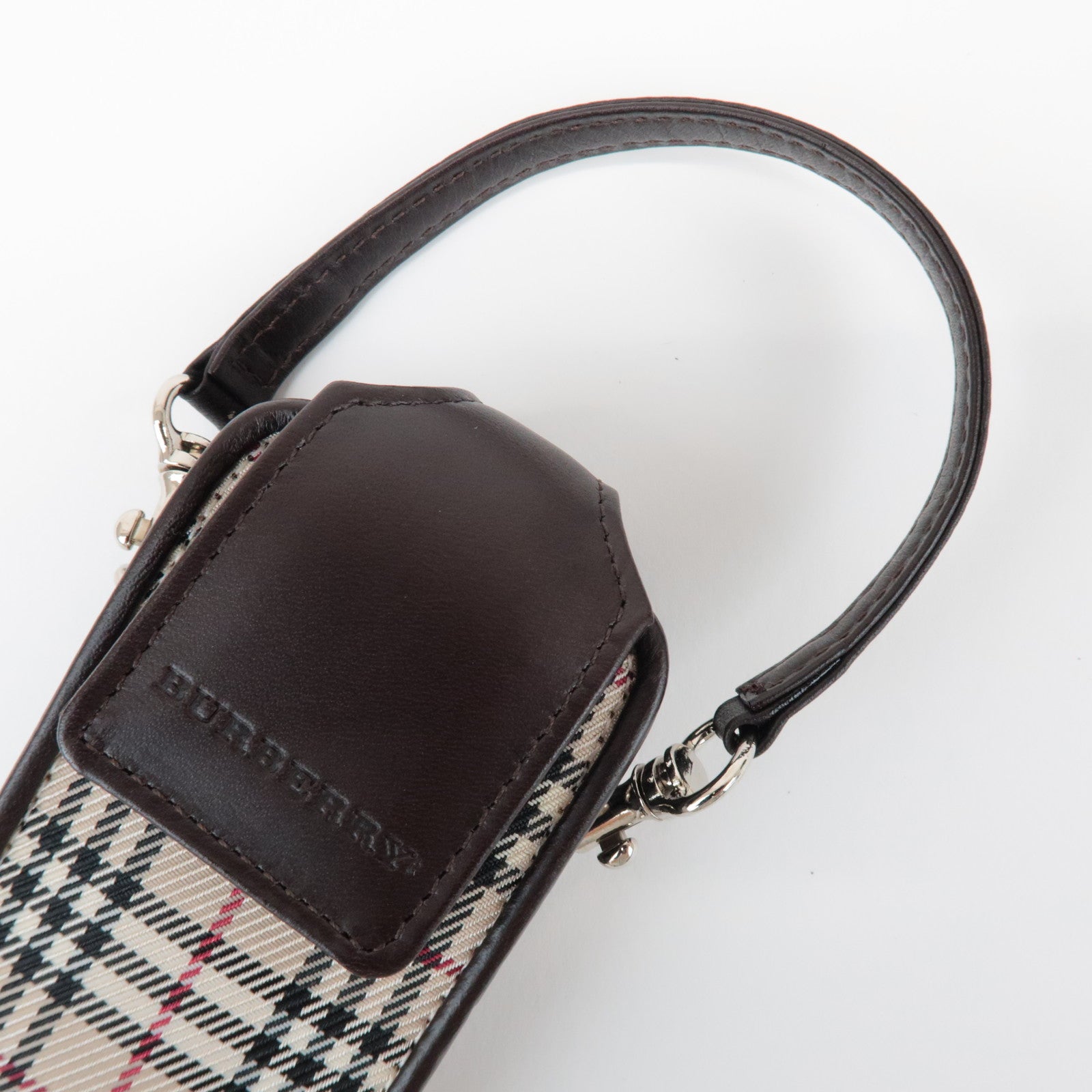 BURBERRY Nova Plaid Mini Pouch Beige Brown