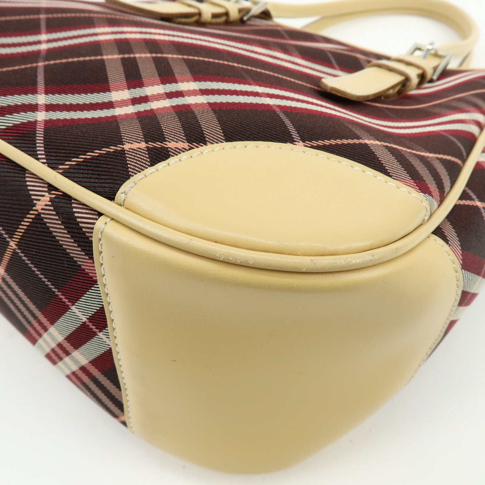 BURBERRY Blue Label Canvas Leather Tote Bag Sholuder Bag Brown Pink